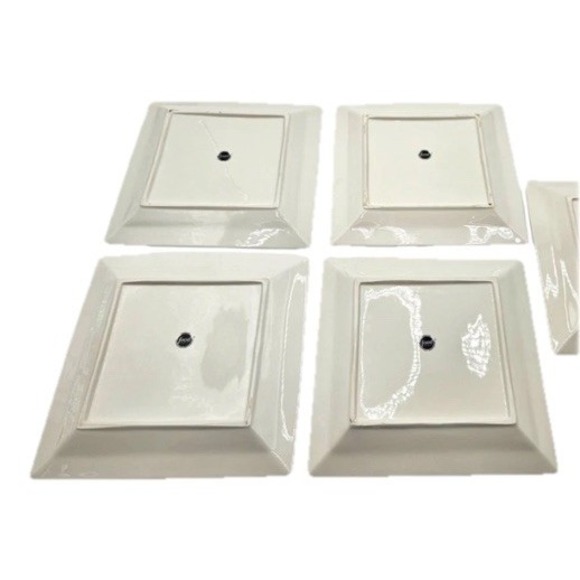 Food Network Porcelain 10" Square Dinner Plates Set 4 Whipped Cream White Bevel - Picture 6 of 13